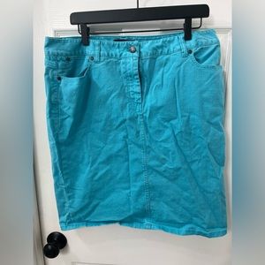 Talbots Turquoise Teal Denim Skirt Size 14